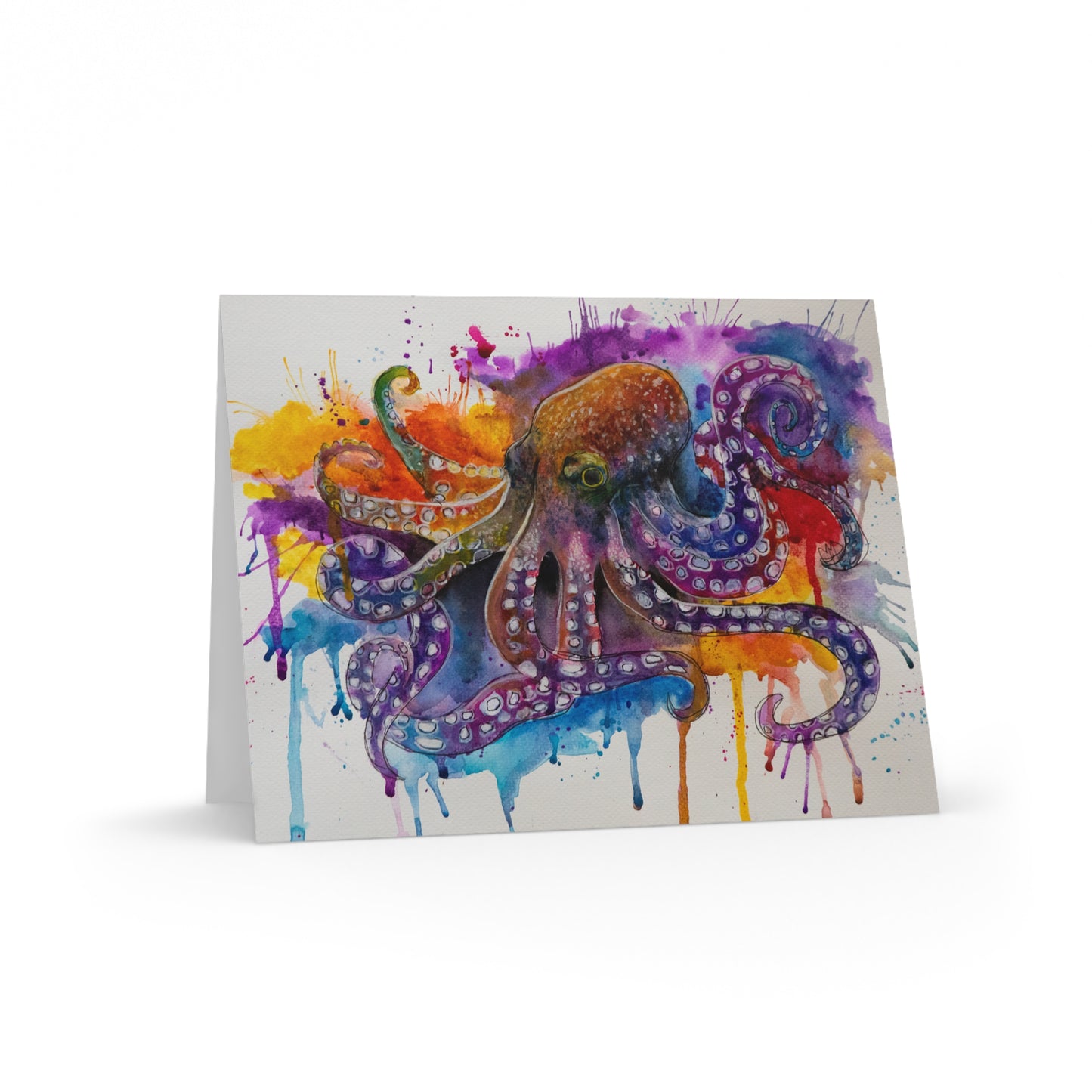 Vibrant Octopus Greeting Cards - Set of 8, 16, or 24 Pieces