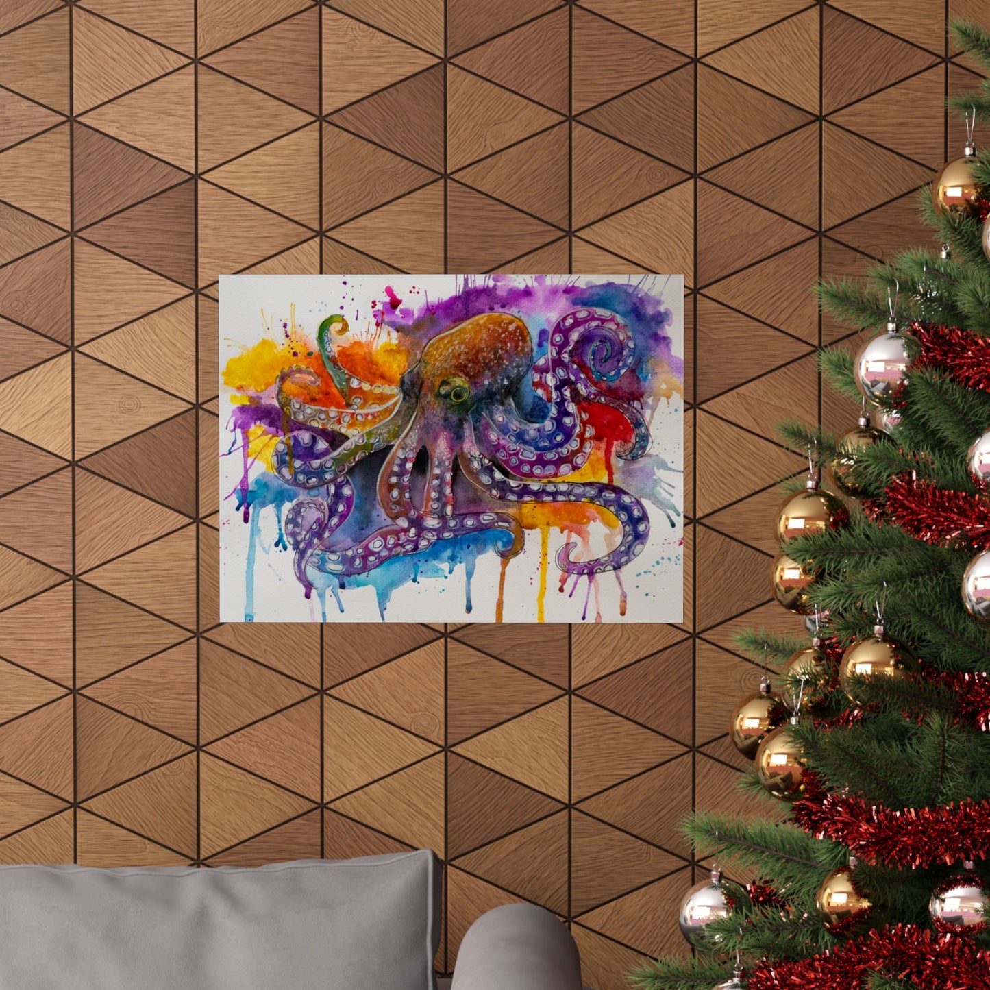 Add the watercolor octopus to any space to add a splash of color and vibrance.